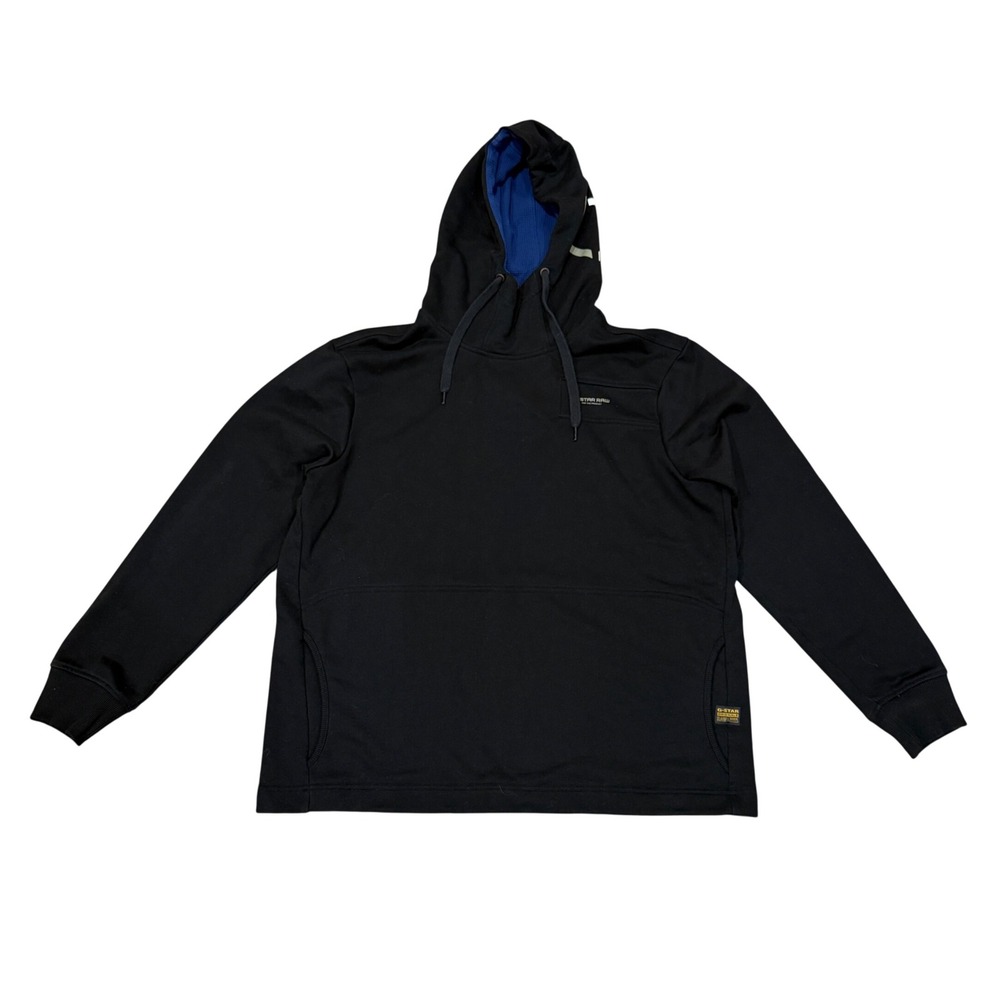 G-Star Raw Mens Black Pullover Hoodie‎ XXL Blue Graphic Sweatshirt Streetwear